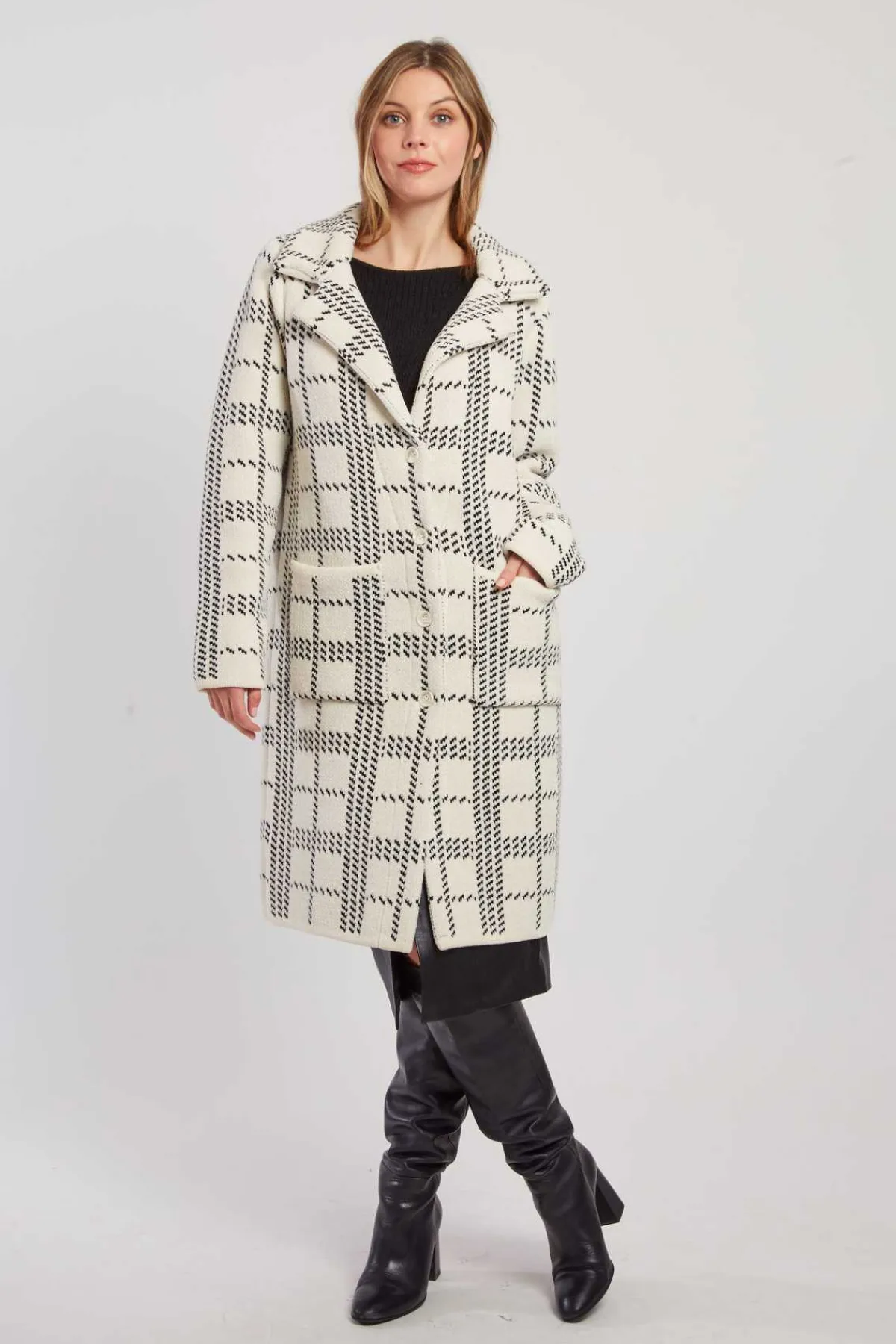 Fashion Gilet long en maille jacquard bicolore DANIELA Les Manteaux, Vestes & Doudounes|La Maille