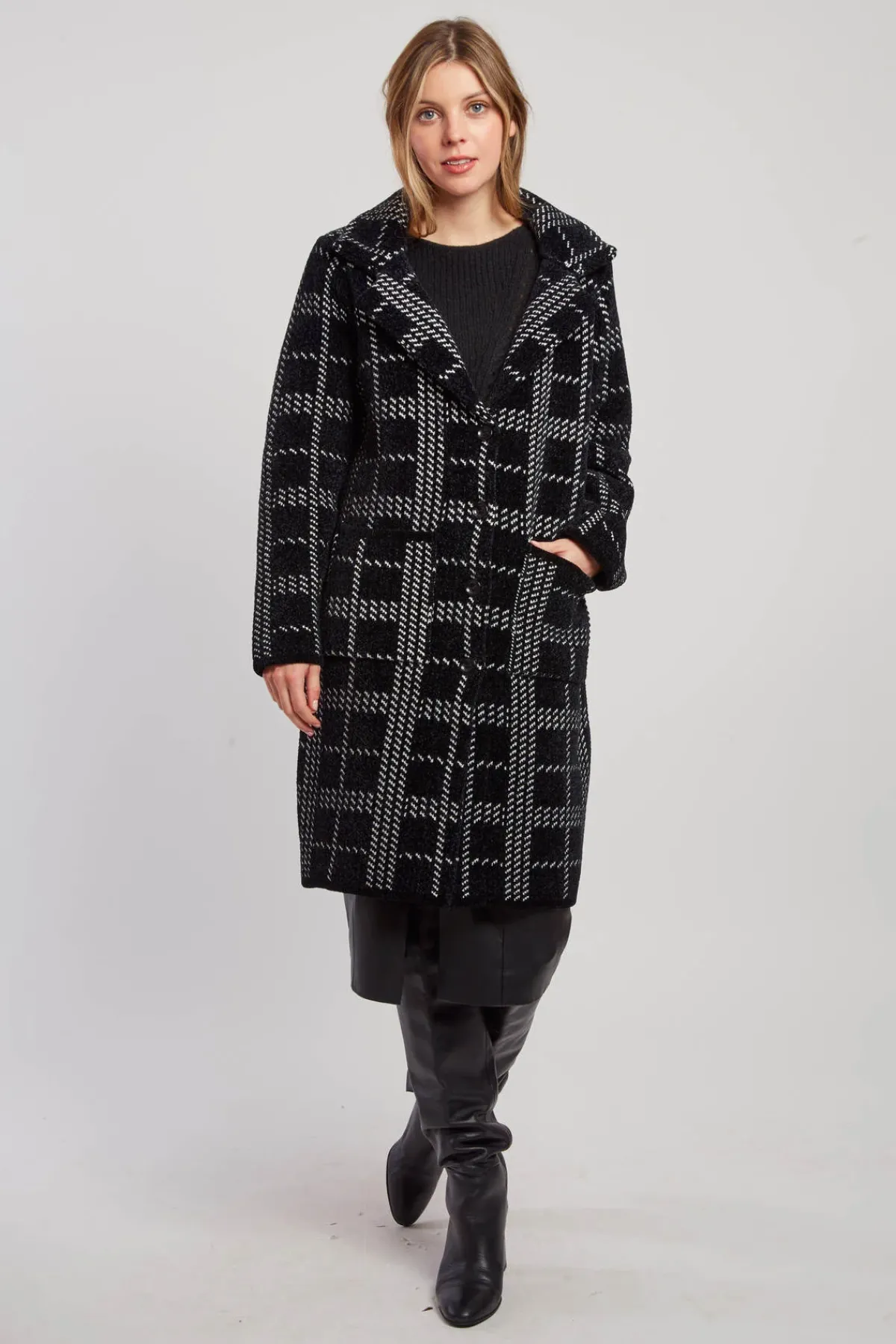 Fashion Gilet long en maille jacquard bicolore DANIELA Les Manteaux, Vestes & Doudounes|La Maille