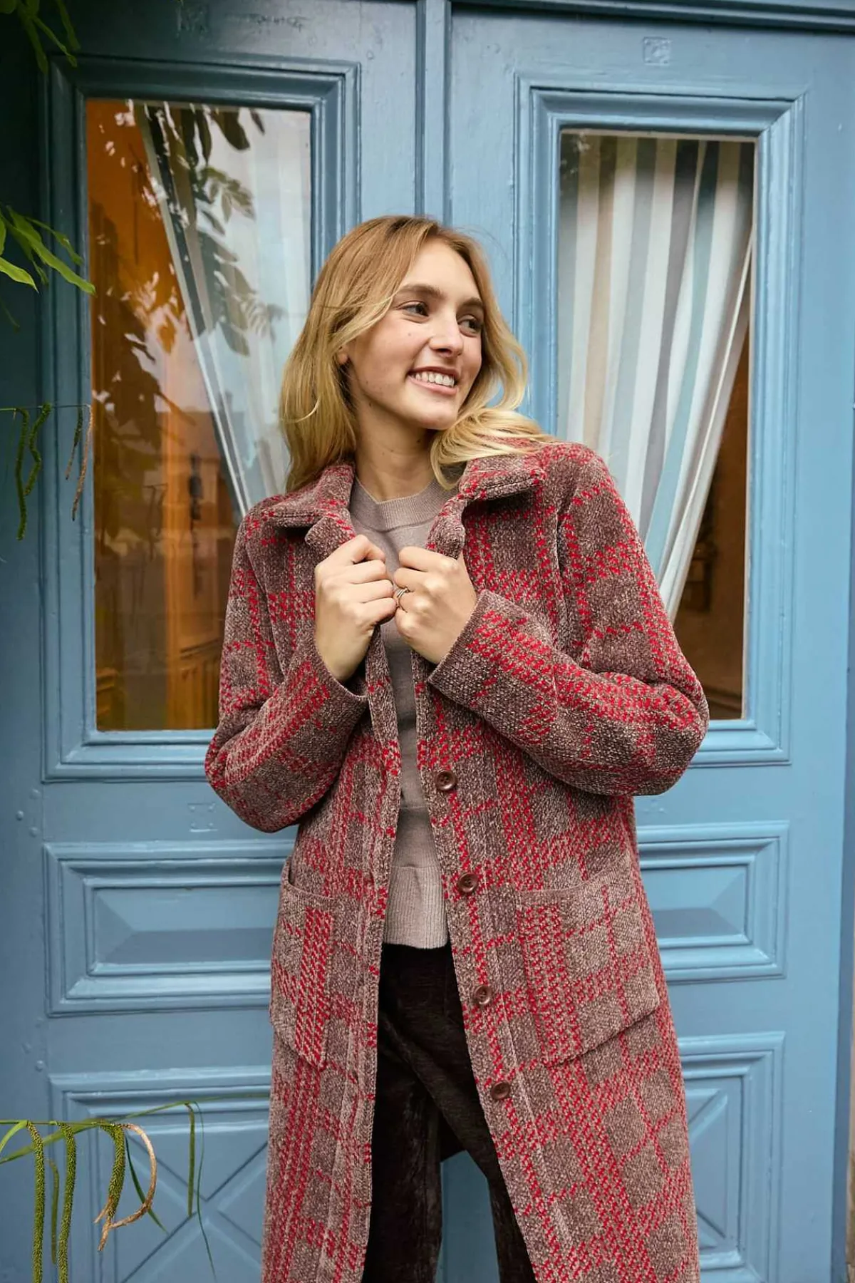 Fashion Gilet long en maille jacquard bicolore DANIELA Les Manteaux, Vestes & Doudounes|La Maille