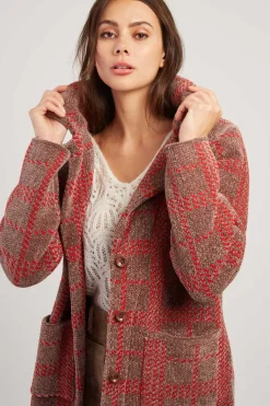 Fashion Gilet long en maille jacquard bicolore DANIELA Les Manteaux, Vestes & Doudounes|La Maille