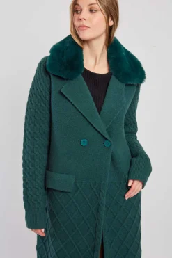 Store Gilet long en maille torsadée DANAIDES Les Manteaux, Vestes & Doudounes|La Maille