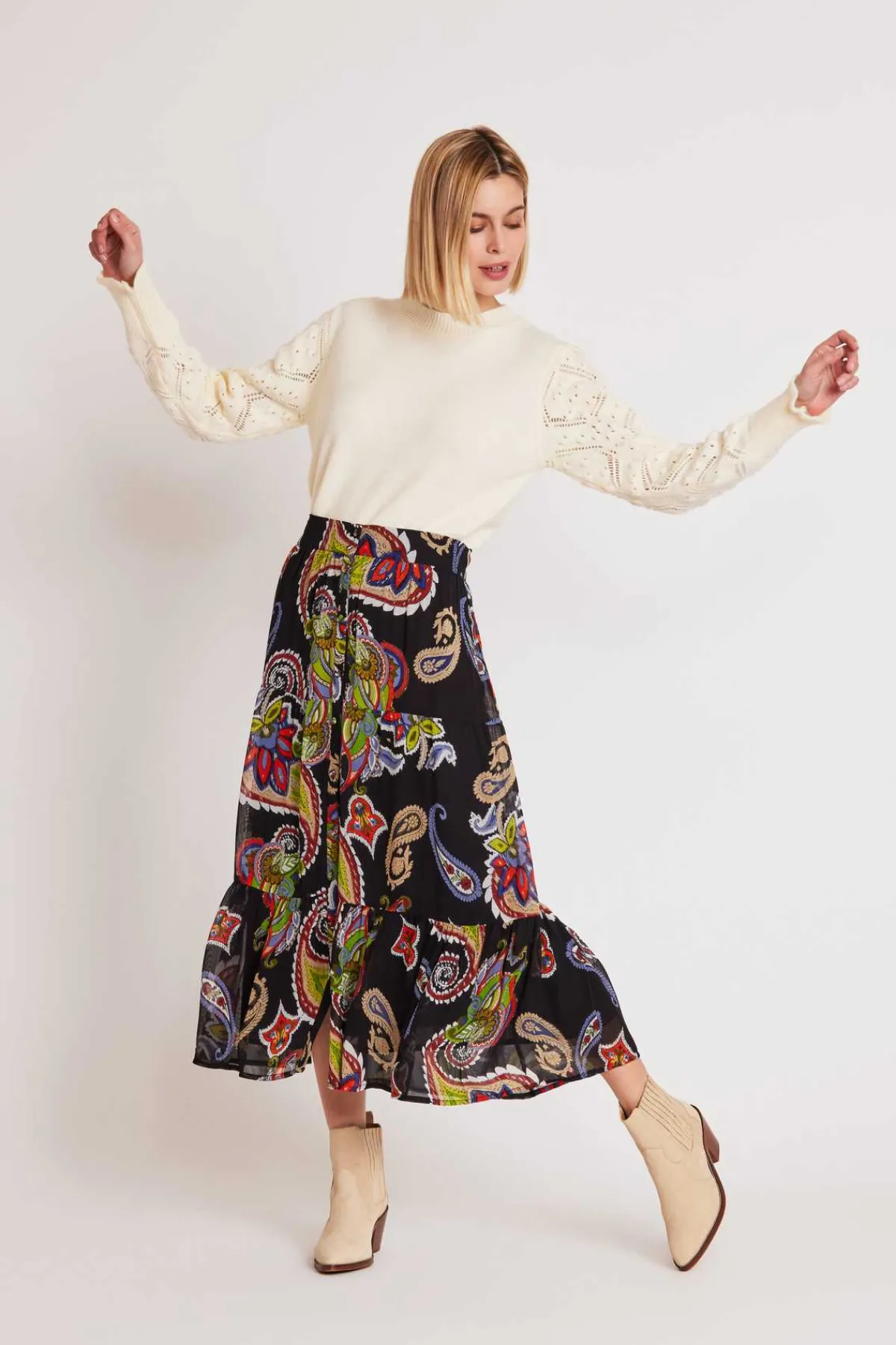 Online Jupe midi en voile de viscose imprimé HARLEY Les Jupes & Pantalons