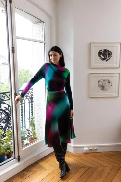 Cheap Jupe midi fluide à motif abstrait GENOISE Les Jupes & Pantalons