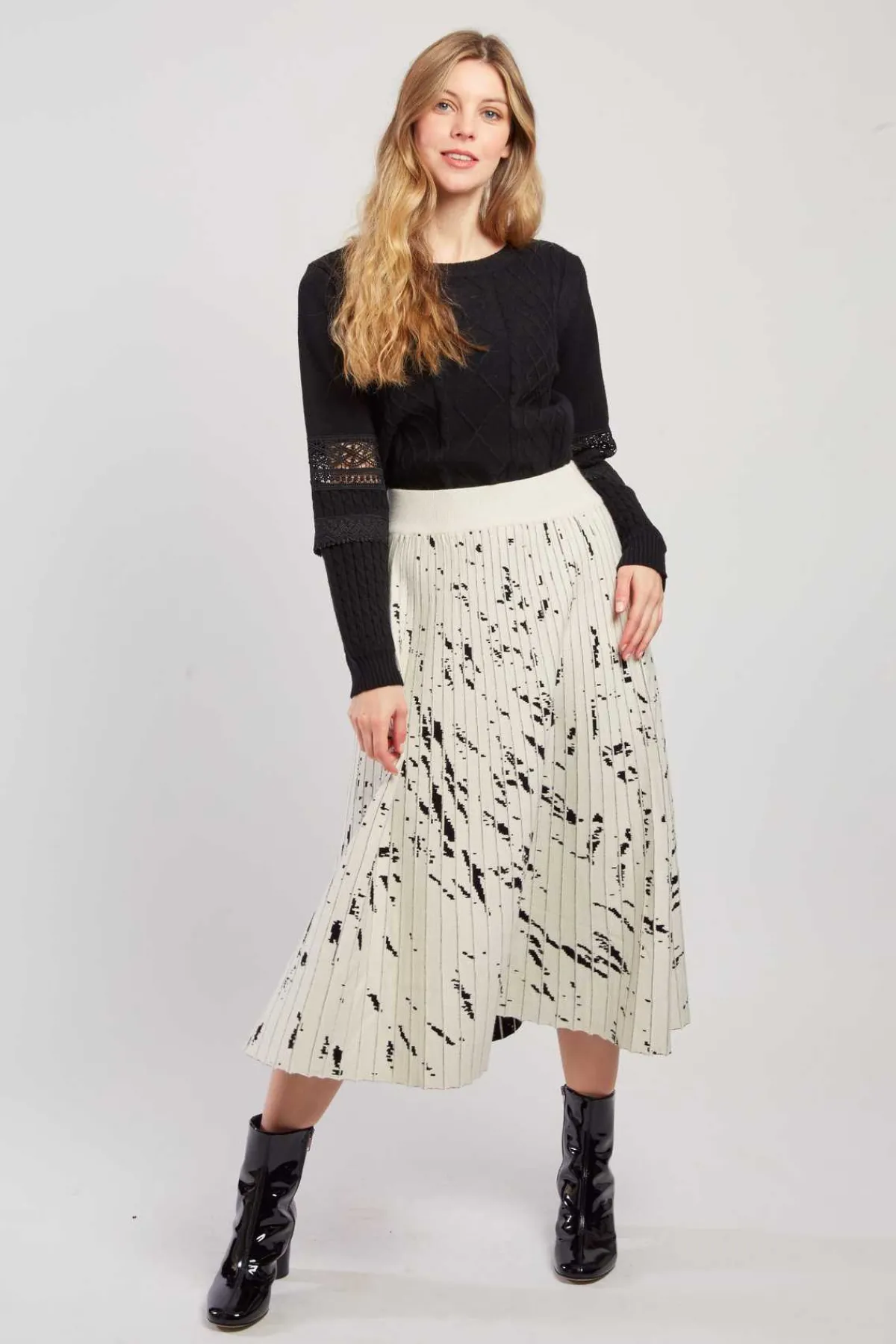 Shop Jupe midi plissée en maille GALATEA La Maille|Les Jupes & Pantalons