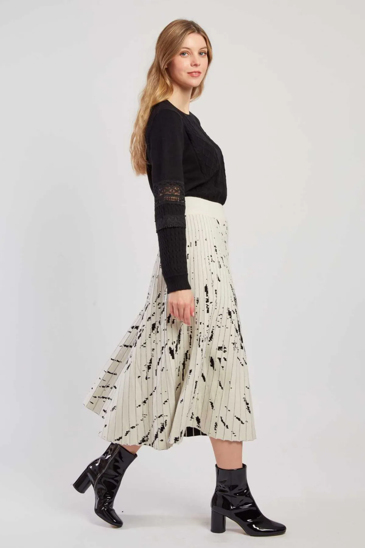 Shop Jupe midi plissée en maille GALATEA La Maille|Les Jupes & Pantalons