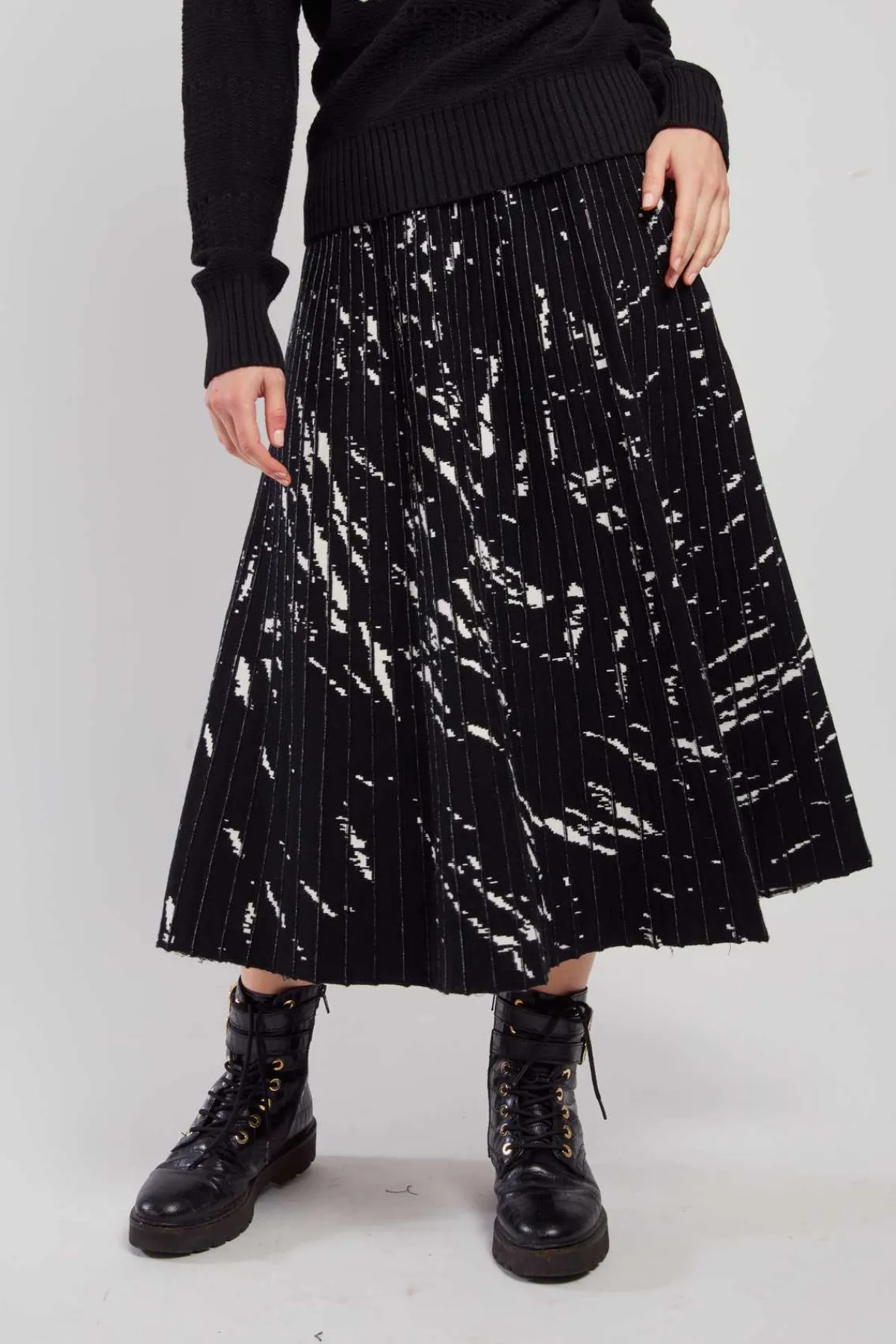 Shop Jupe midi plissée en maille GALATEA La Maille|Les Jupes & Pantalons