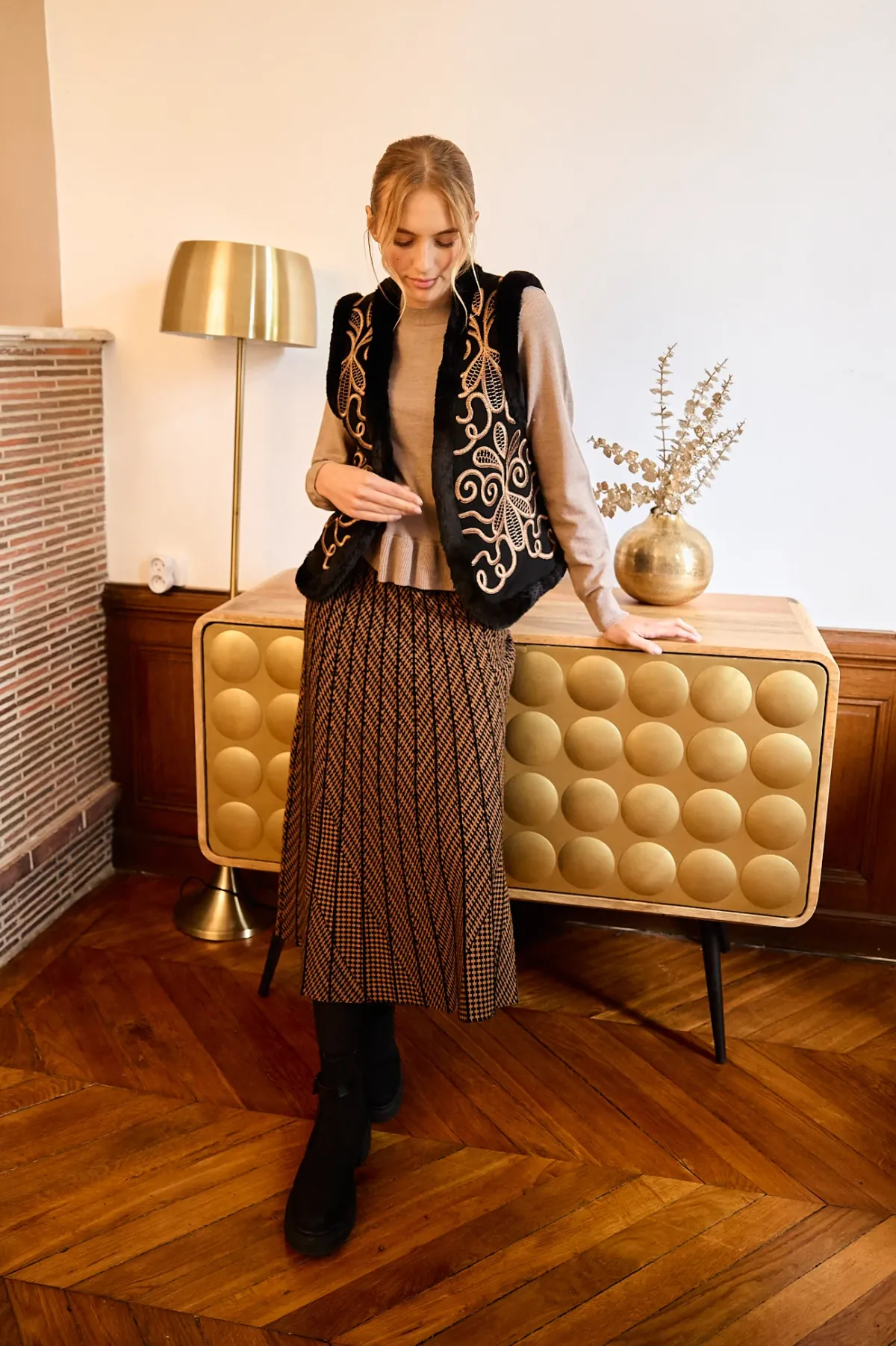 Fashion Jupe mi-long plissée en maille rayée GALANTE La Maille|Les Jupes & Pantalons