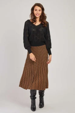 Fashion Jupe mi-long plissée en maille rayée GALANTE La Maille|Les Jupes & Pantalons