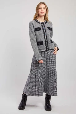 Fashion Jupe mi-long plissée en maille rayée GALANTE La Maille|Les Jupes & Pantalons