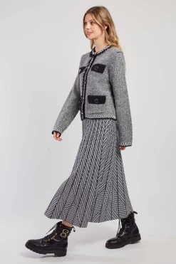 Fashion Jupe mi-long plissée en maille rayée GALANTE La Maille|Les Jupes & Pantalons