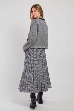 Fashion Jupe mi-long plissée en maille rayée GALANTE La Maille|Les Jupes & Pantalons