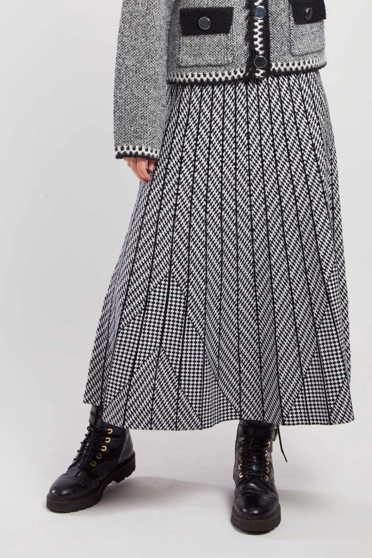 Fashion Jupe mi-long plissée en maille rayée GALANTE La Maille|Les Jupes & Pantalons