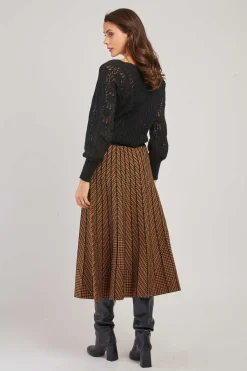 Fashion Jupe mi-long plissée en maille rayée GALANTE La Maille|Les Jupes & Pantalons