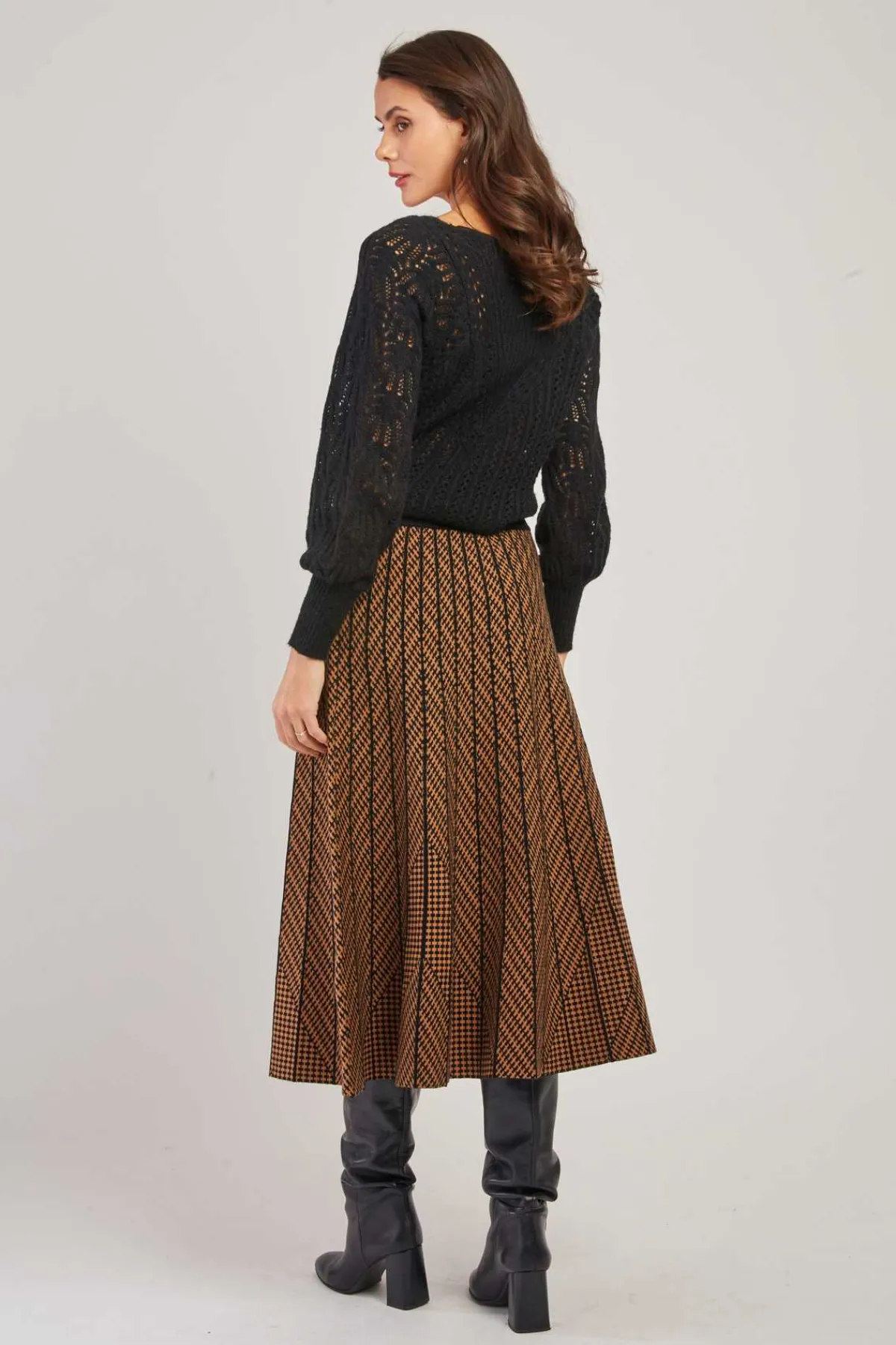 Fashion Jupe mi-long plissée en maille rayée GALANTE La Maille|Les Jupes & Pantalons