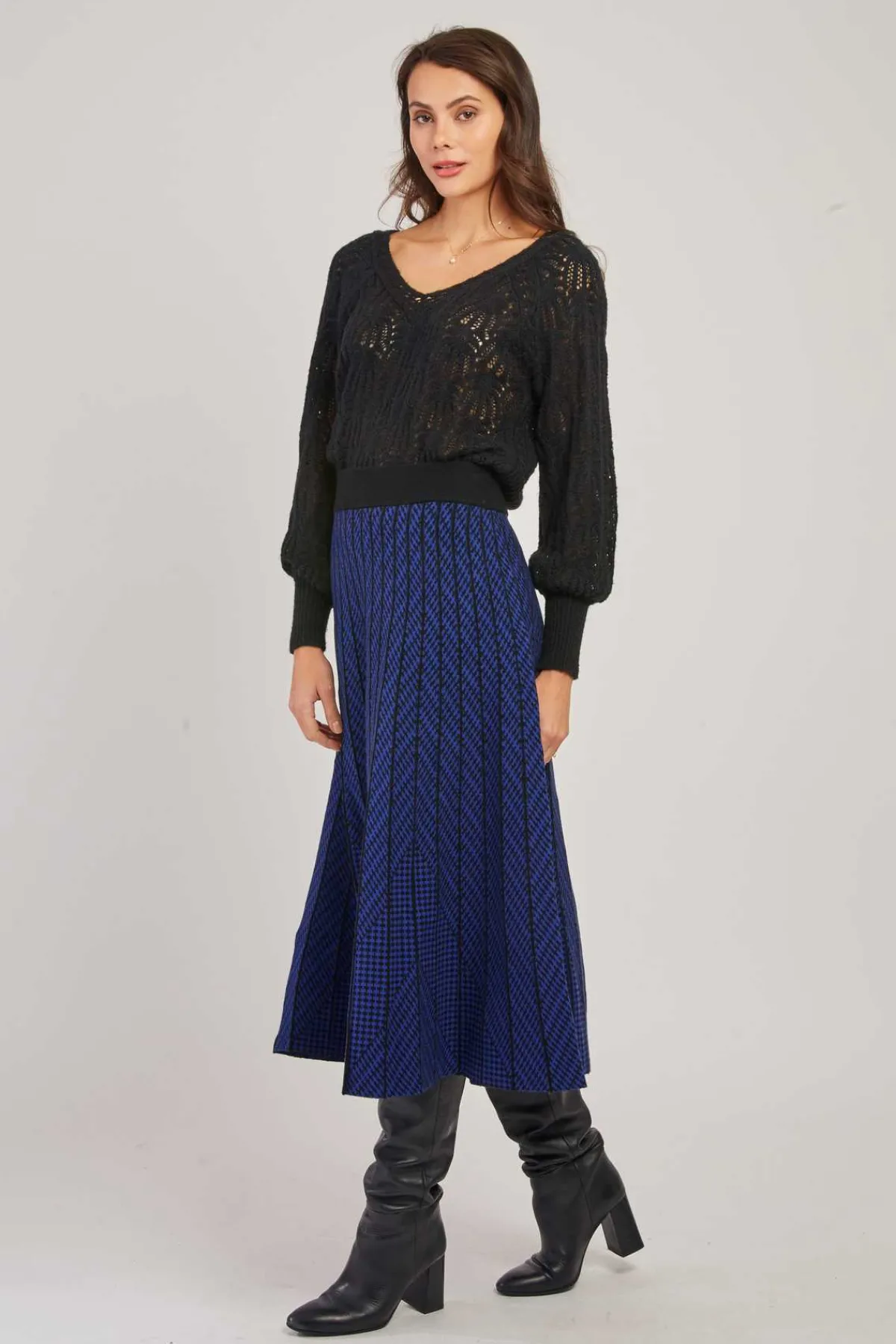 Fashion Jupe mi-long plissée en maille rayée GALANTE La Maille|Les Jupes & Pantalons