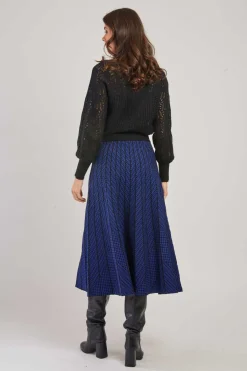 Fashion Jupe mi-long plissée en maille rayée GALANTE La Maille|Les Jupes & Pantalons