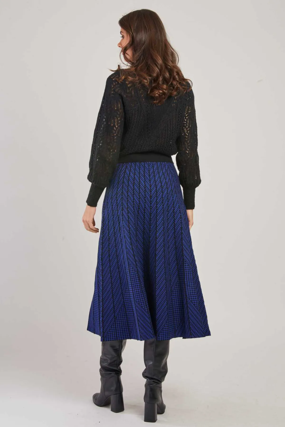 Fashion Jupe mi-long plissée en maille rayée GALANTE La Maille|Les Jupes & Pantalons