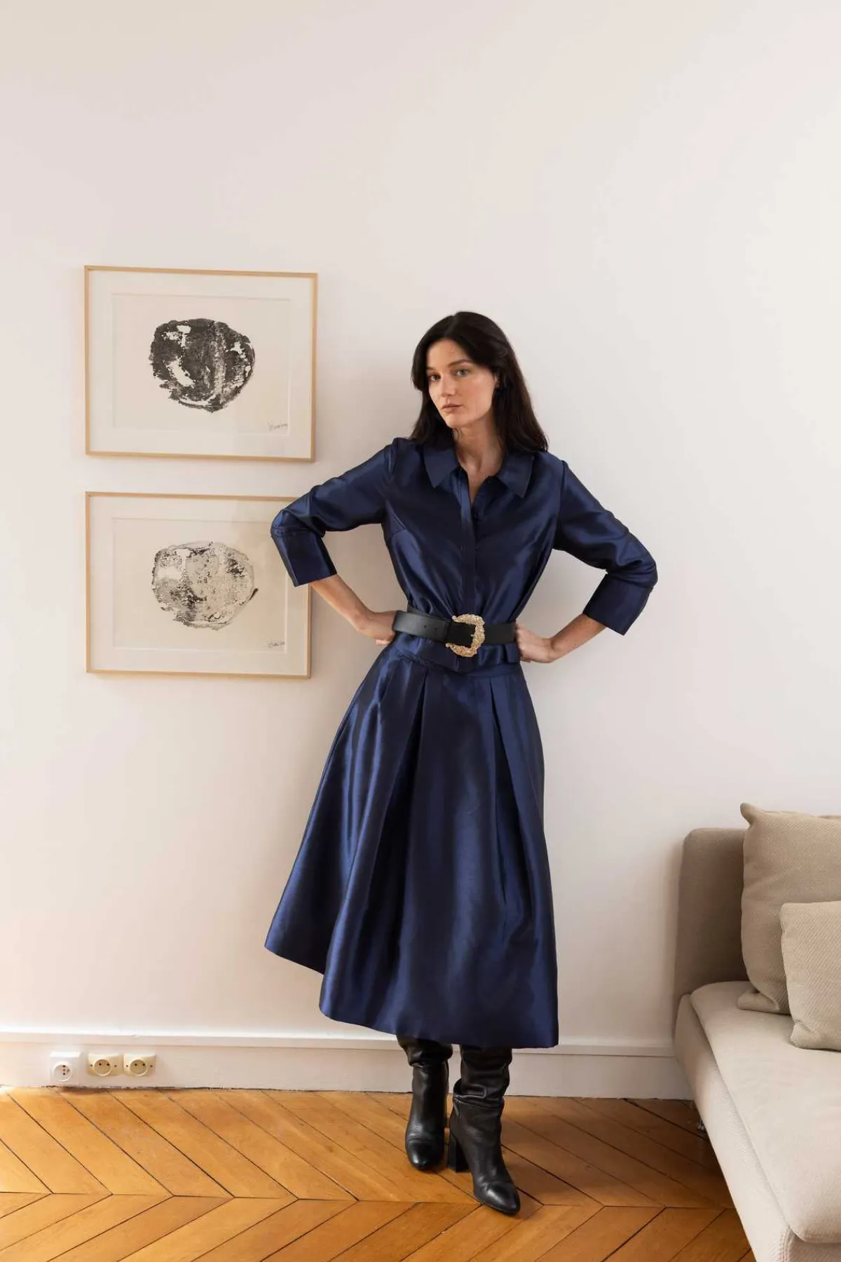 Outlet Jupe mi-longue evasée satinée GAVINA Les Jupes & Pantalons