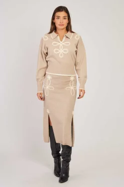 Cheap Jupe mi-longue fendue en maille GABY Les Jupes & Pantalons