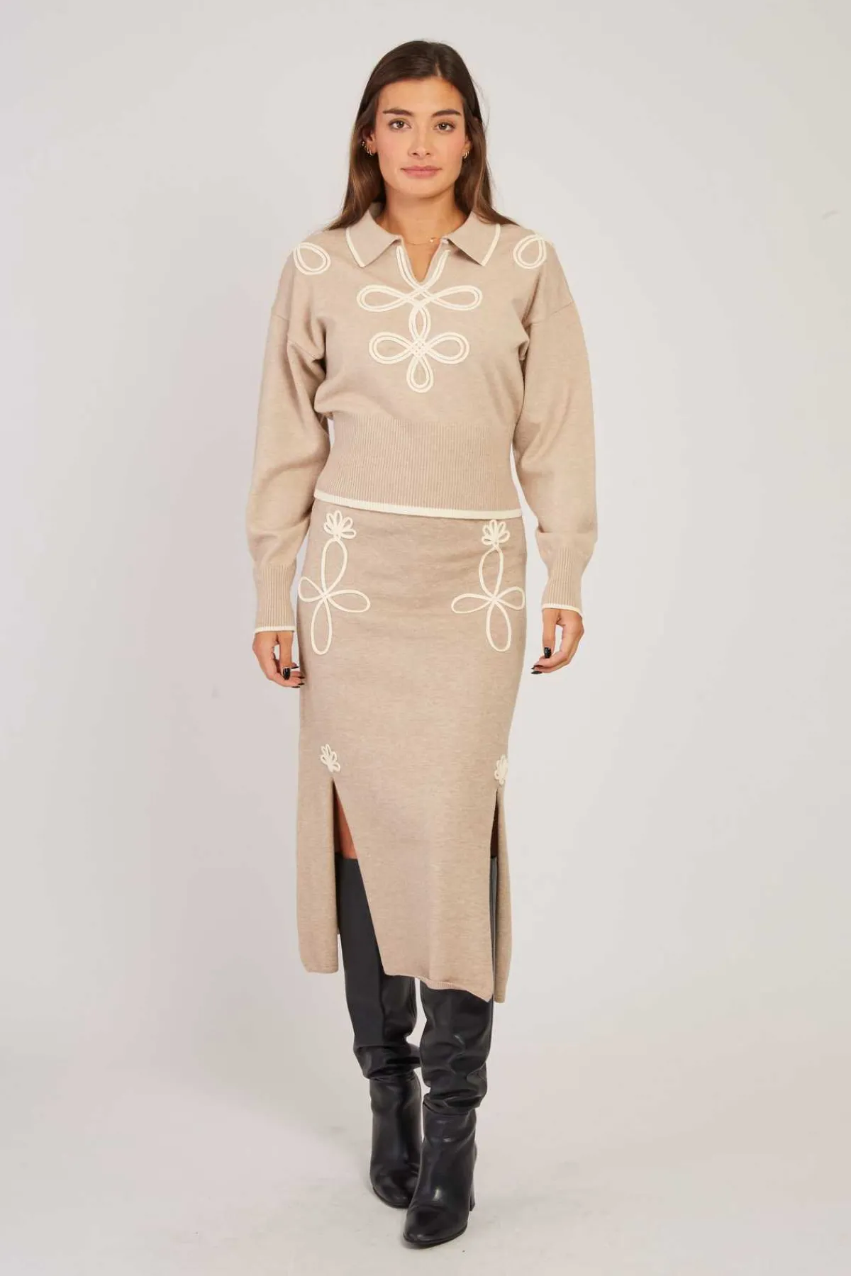 Cheap Jupe mi-longue fendue en maille GABY Les Jupes & Pantalons