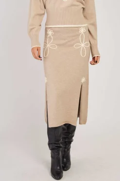 Cheap Jupe mi-longue fendue en maille GABY Les Jupes & Pantalons