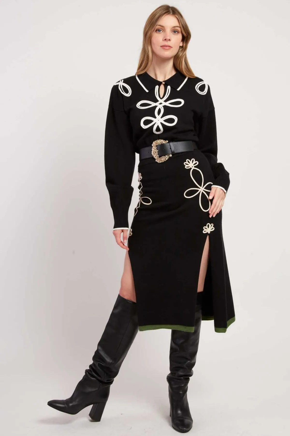 Cheap Jupe mi-longue fendue en maille GABY Les Jupes & Pantalons