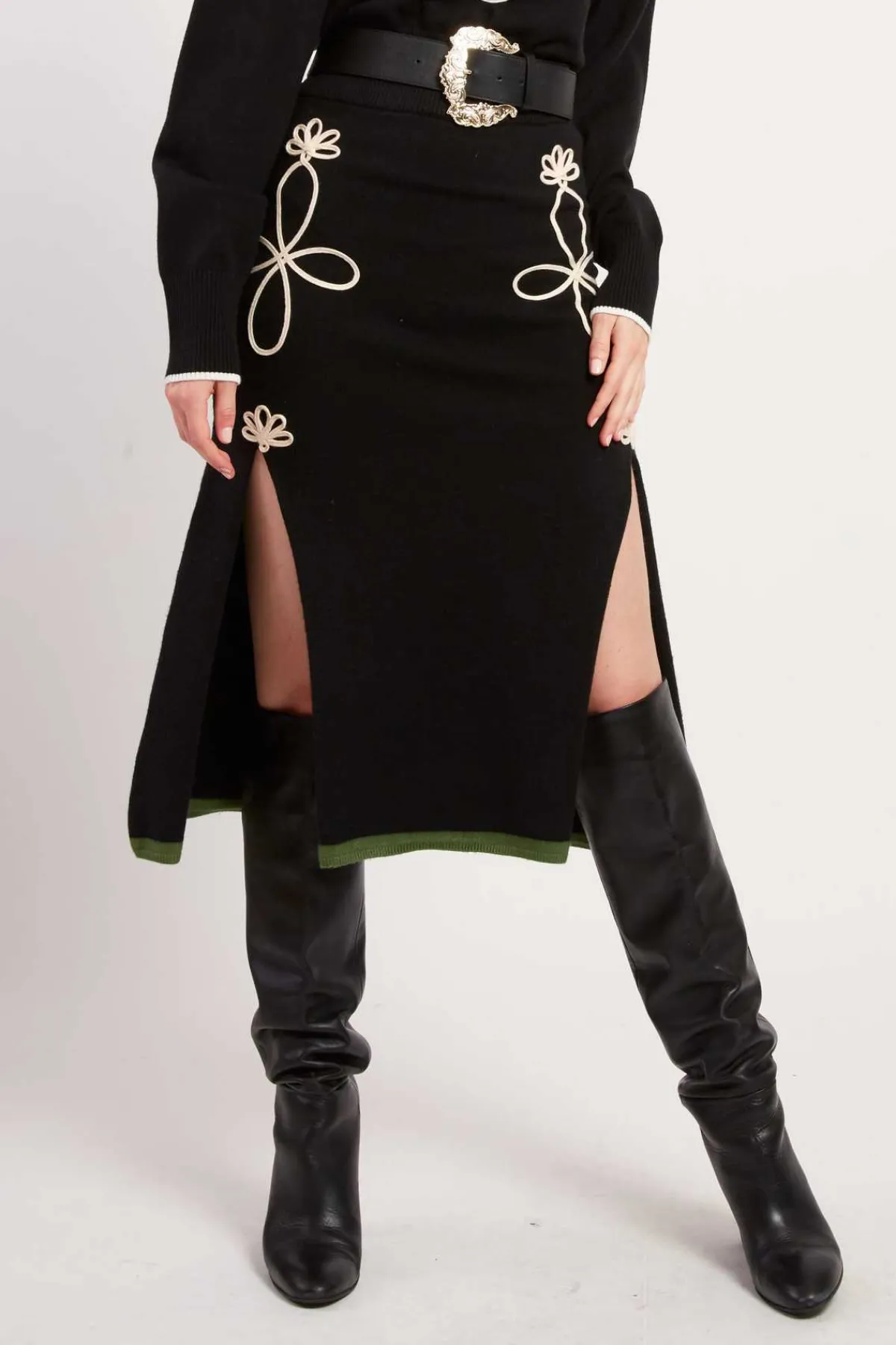 Cheap Jupe mi-longue fendue en maille GABY Les Jupes & Pantalons