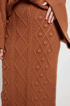 Shop Jupe mi-longue unie en maille torsadée GEMINA La Maille|Les Jupes & Pantalons