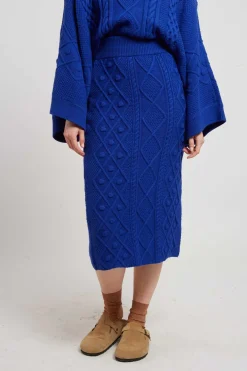 Shop Jupe mi-longue unie en maille torsadée GEMINA La Maille|Les Jupes & Pantalons