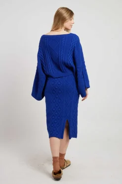 Shop Jupe mi-longue unie en maille torsadée GEMINA La Maille|Les Jupes & Pantalons