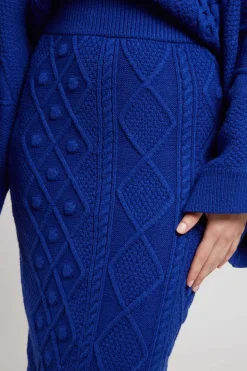 Shop Jupe mi-longue unie en maille torsadée GEMINA La Maille|Les Jupes & Pantalons