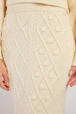 Shop Jupe mi-longue unie en maille torsadée GEMINA La Maille|Les Jupes & Pantalons