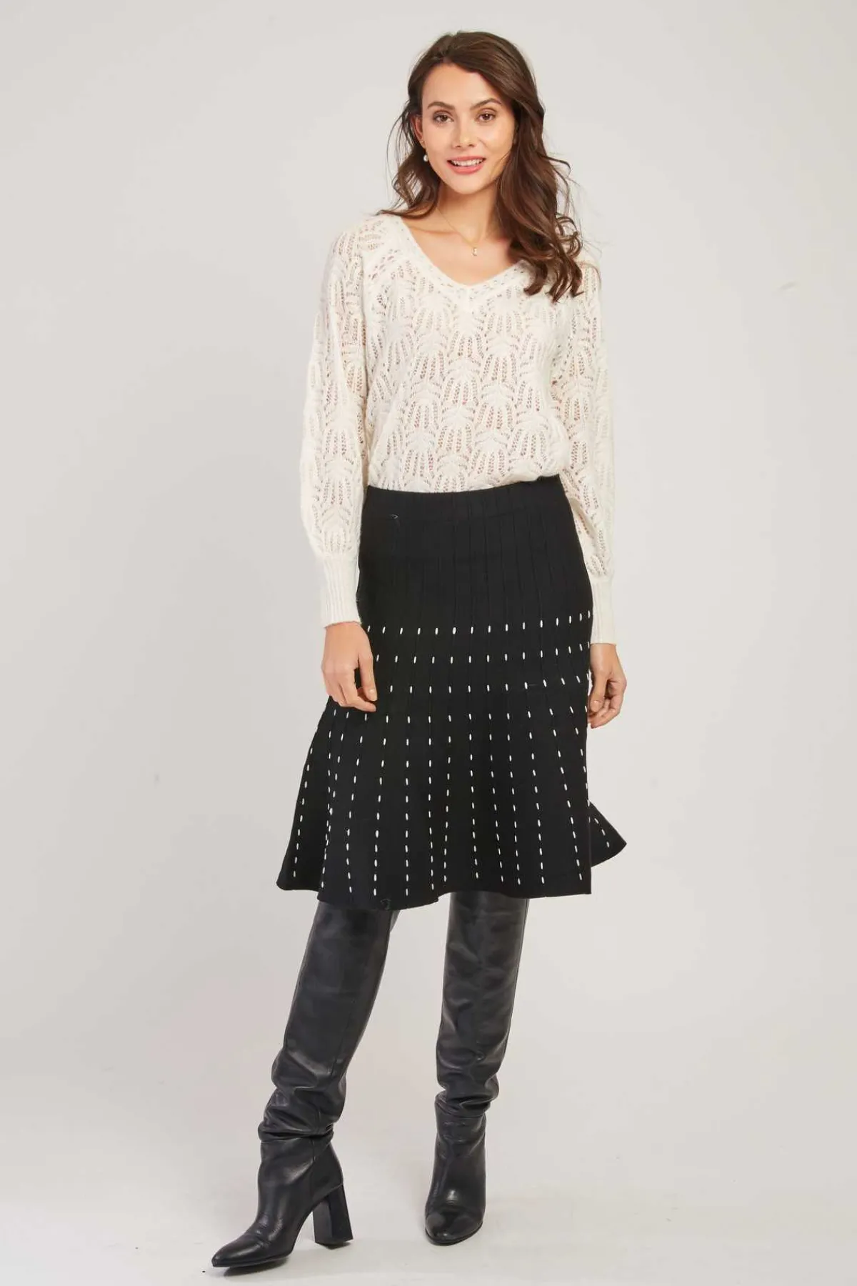 Best Sale Jupe évasée mi-longue en maille GIACOMA La Maille|Les Jupes & Pantalons