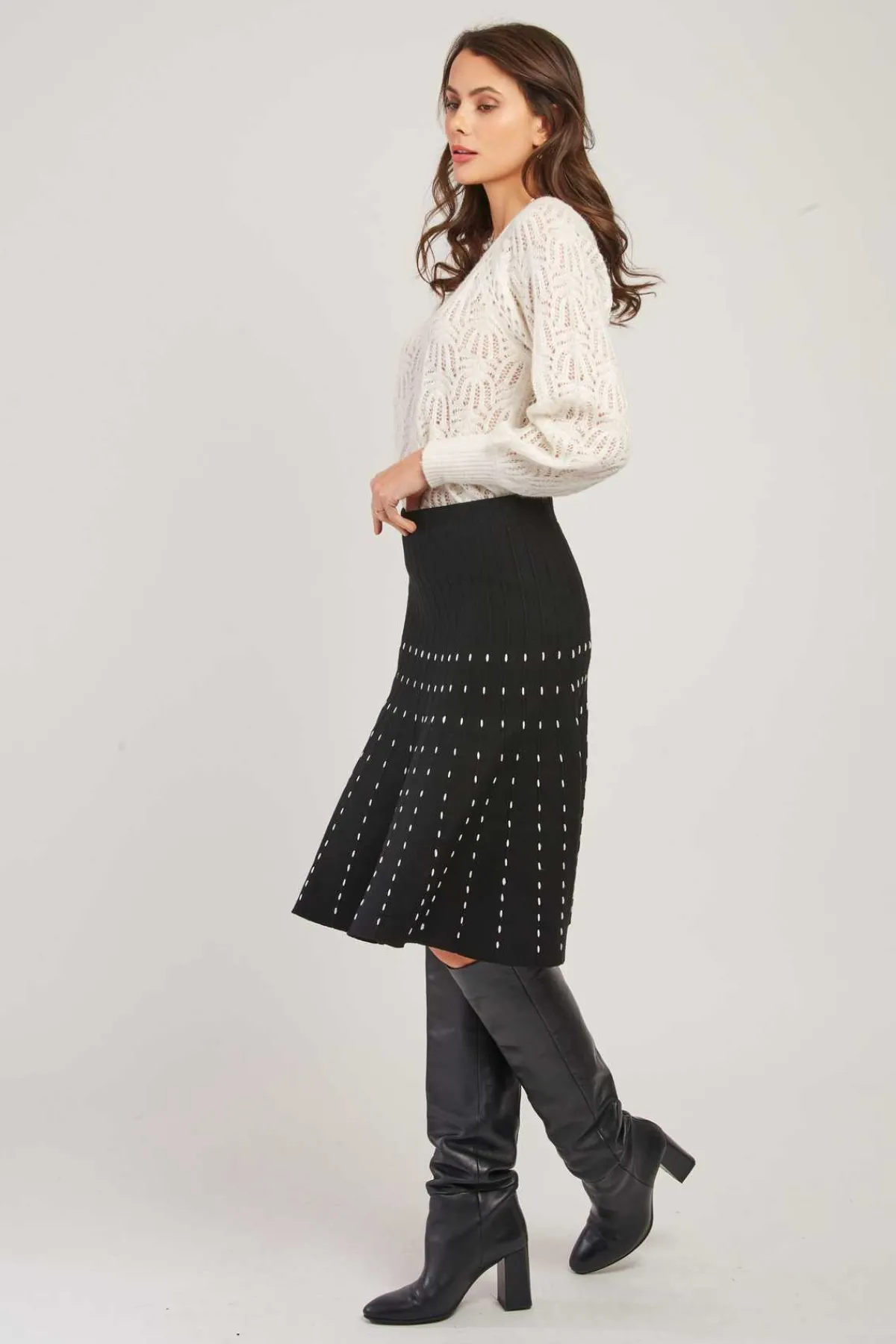 Best Sale Jupe évasée mi-longue en maille GIACOMA La Maille|Les Jupes & Pantalons