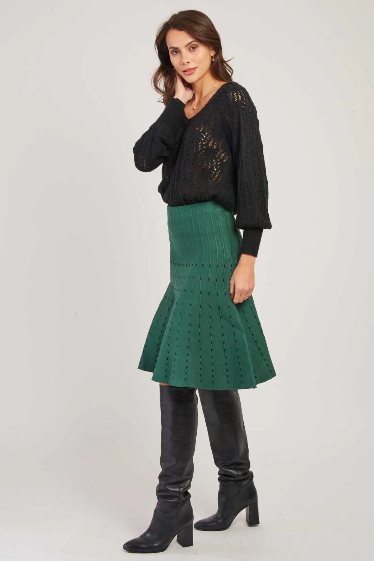 Best Sale Jupe évasée mi-longue en maille GIACOMA La Maille|Les Jupes & Pantalons