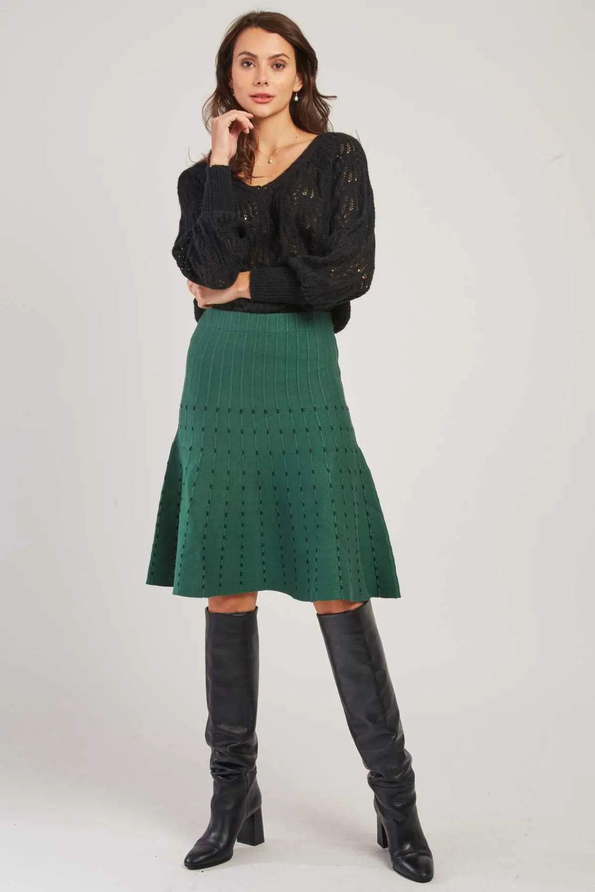 Best Sale Jupe évasée mi-longue en maille GIACOMA La Maille|Les Jupes & Pantalons