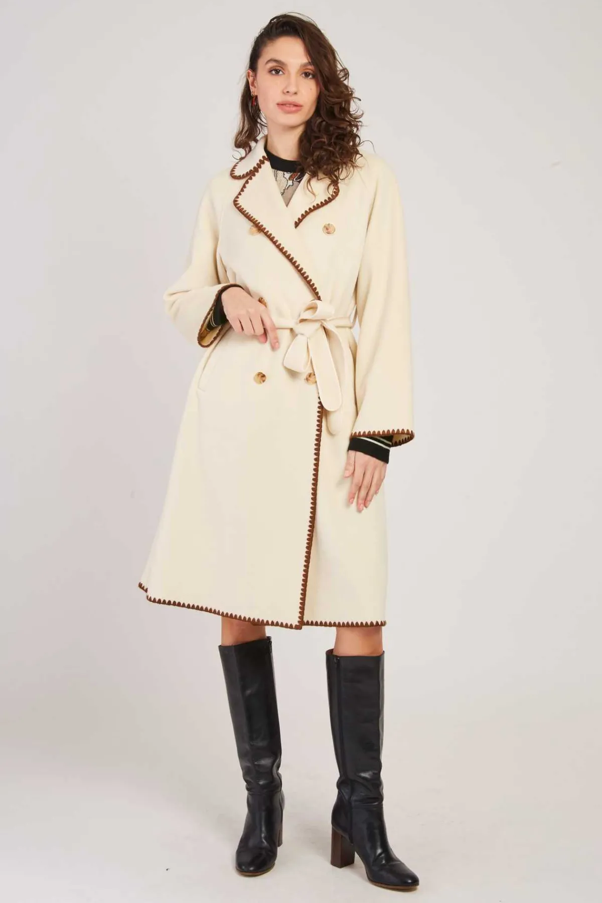 Cheap Manteau long avec ceinture LEA Les Manteaux, Vestes & Doudounes
