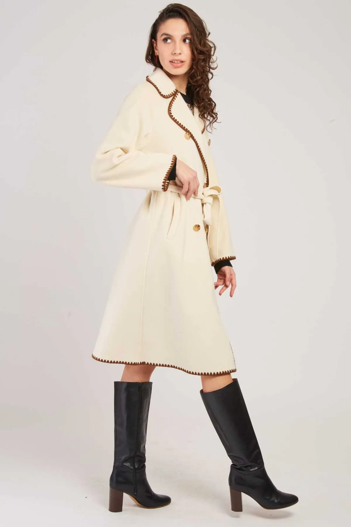 Cheap Manteau long avec ceinture LEA Les Manteaux, Vestes & Doudounes