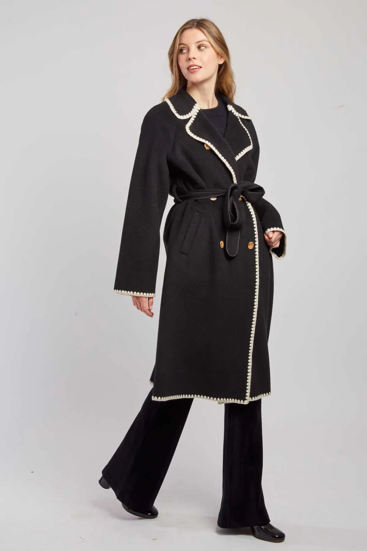 Cheap Manteau long avec ceinture LEA Les Manteaux, Vestes & Doudounes