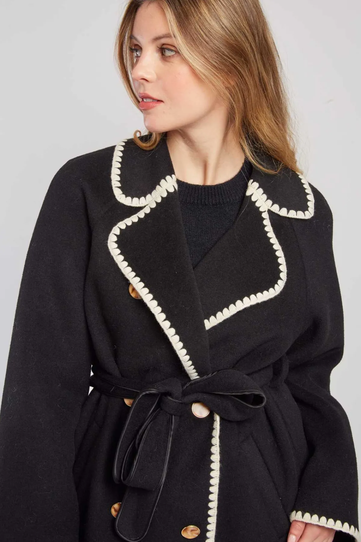 Cheap Manteau long avec ceinture LEA Les Manteaux, Vestes & Doudounes