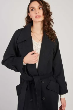 New Manteau long uni avec une ceinture LOYALE Les Manteaux, Vestes & Doudounes