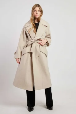New Manteau long uni avec une ceinture LOYALE Les Manteaux, Vestes & Doudounes