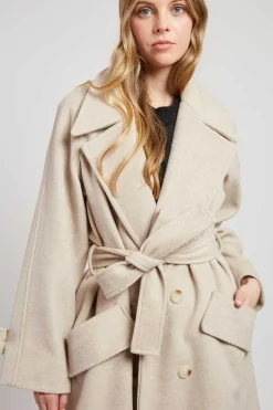 New Manteau long uni avec une ceinture LOYALE Les Manteaux, Vestes & Doudounes