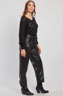 Clearance Pantalon droit en similicuir RADIEUSE Les Jupes & Pantalons