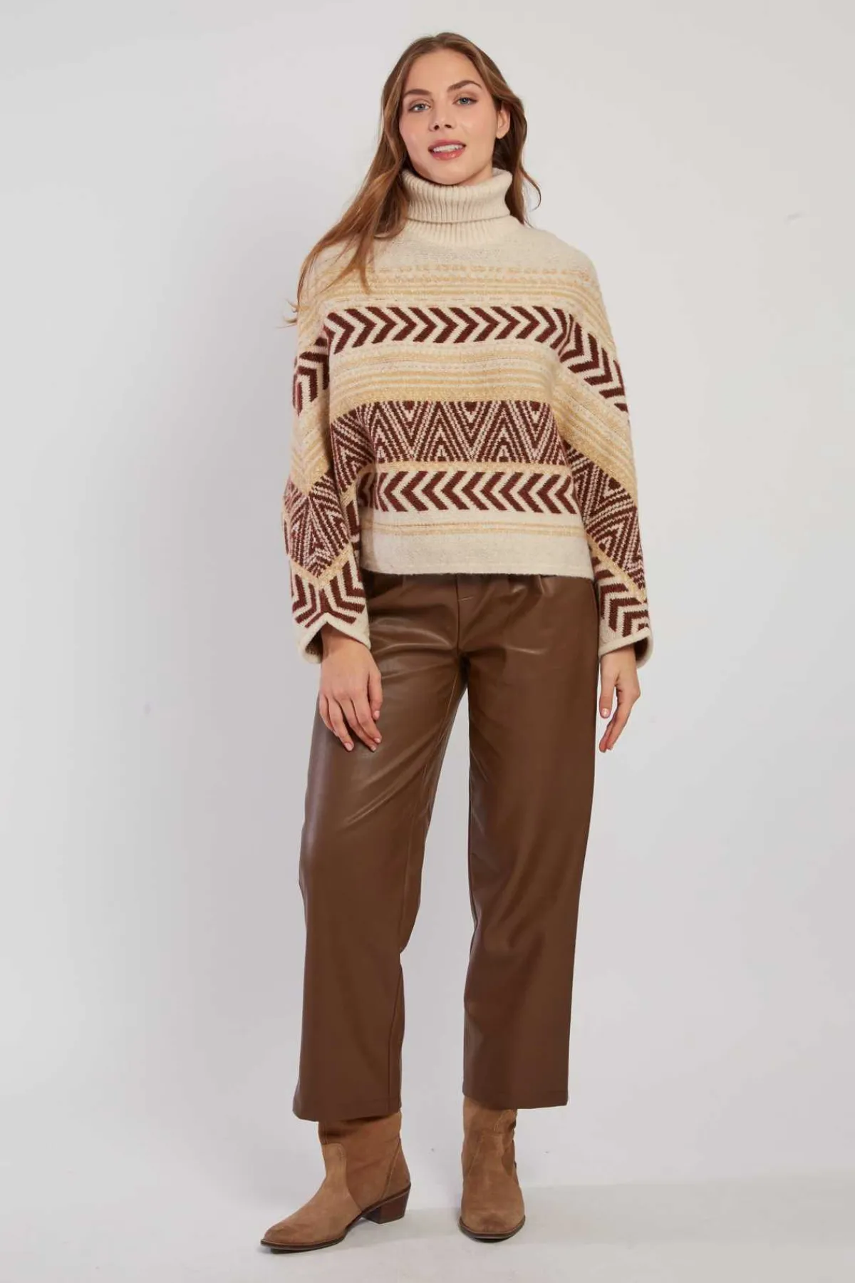 Clearance Pantalon droit en similicuir RADIEUSE Les Jupes & Pantalons