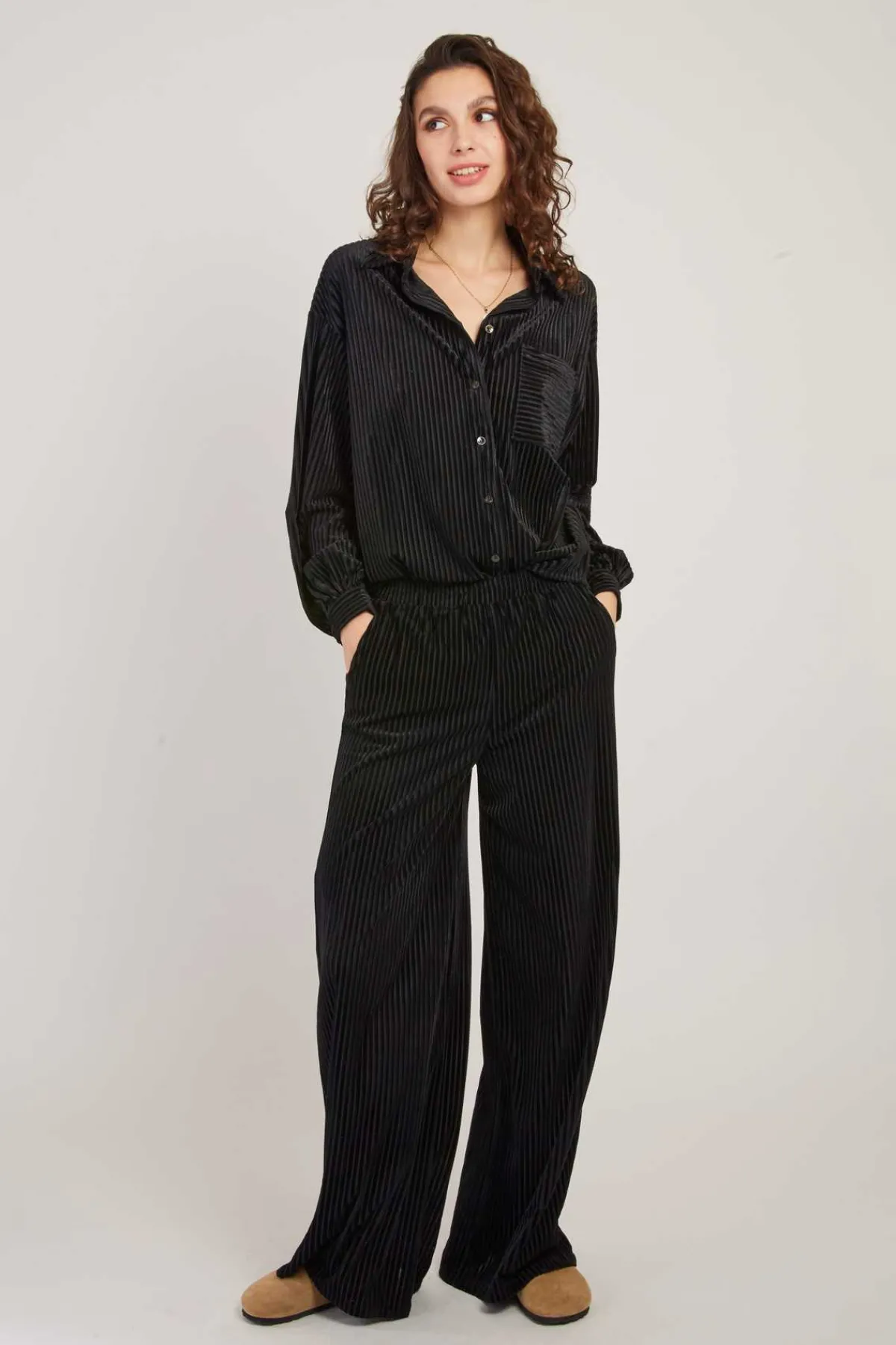 Outlet Pantalon droit uni en velours RACHEL Les Jupes & Pantalons