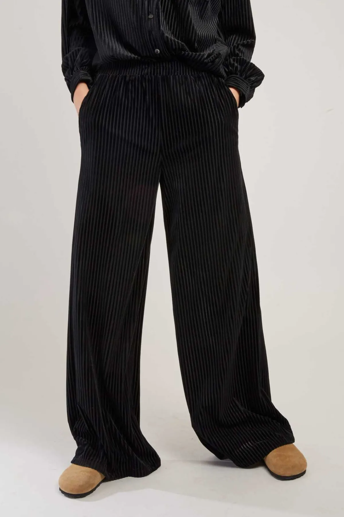 Outlet Pantalon droit uni en velours RACHEL Les Jupes & Pantalons