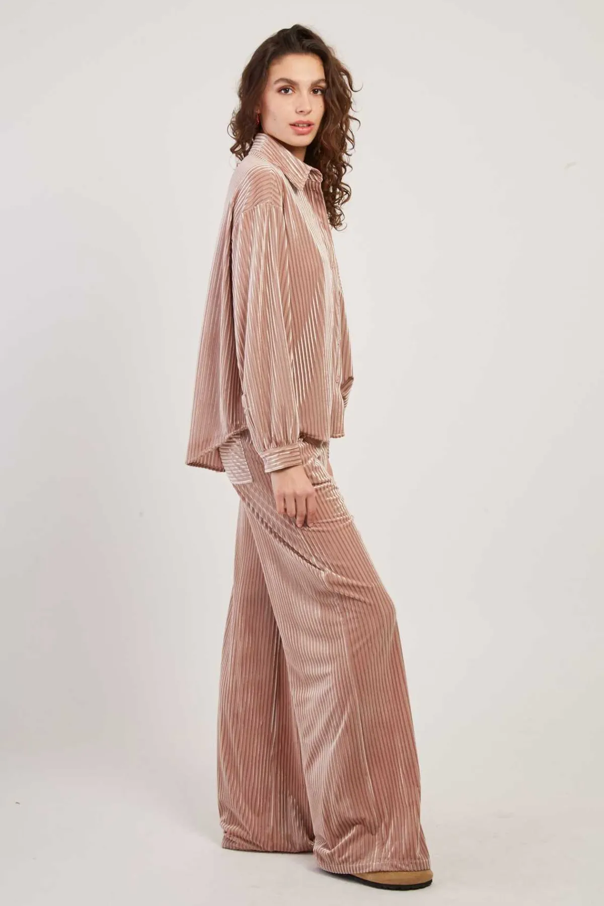 Outlet Pantalon droit uni en velours RACHEL Les Jupes & Pantalons