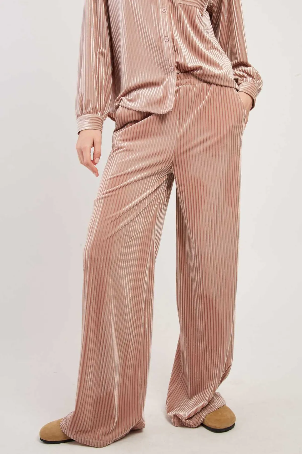 Outlet Pantalon droit uni en velours RACHEL Les Jupes & Pantalons