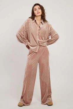 Outlet Pantalon droit uni en velours RACHEL Les Jupes & Pantalons